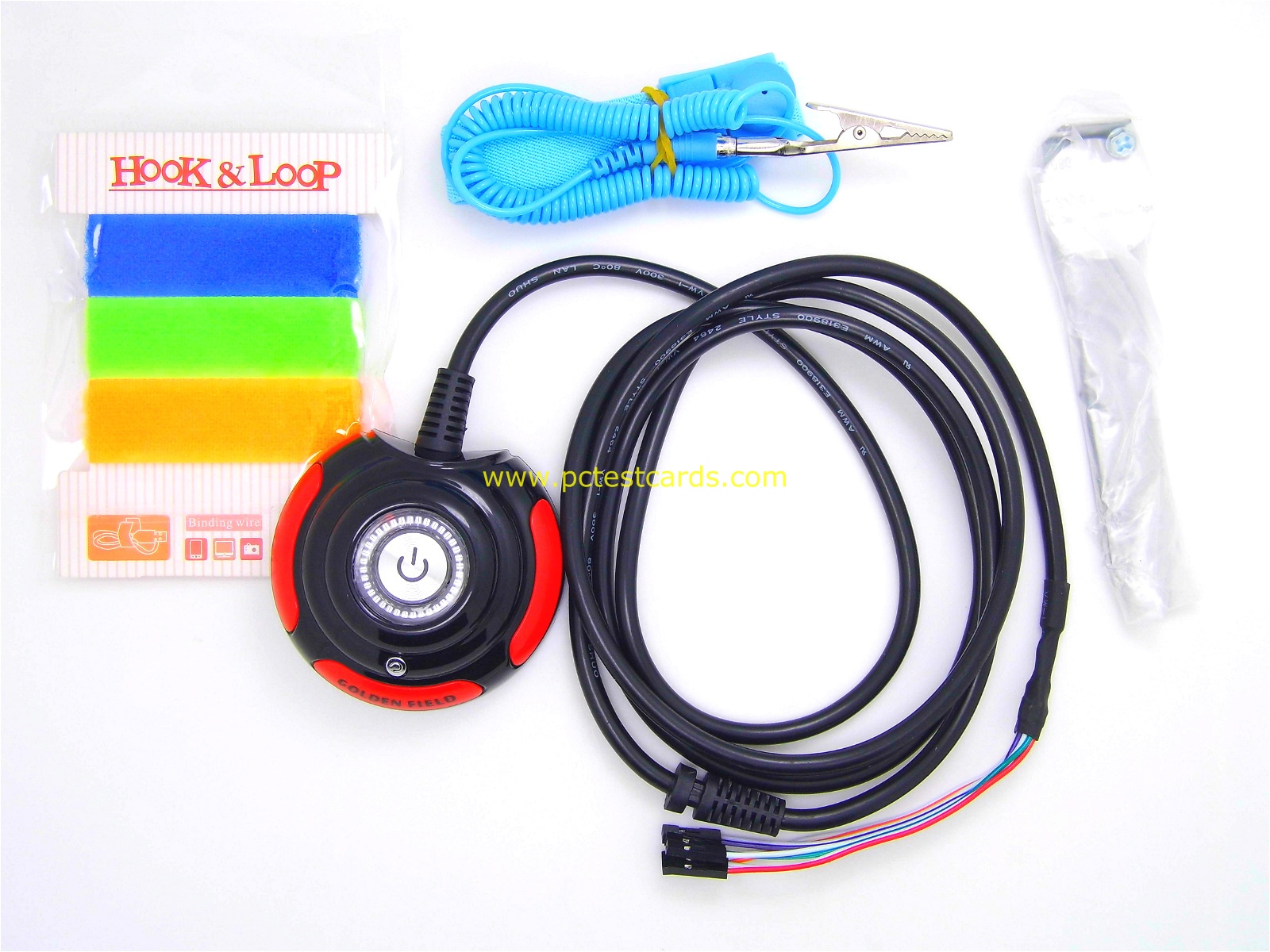 New PC Motherboard Power Reset Switch LED Cable with Antistatic Wrist Strap
